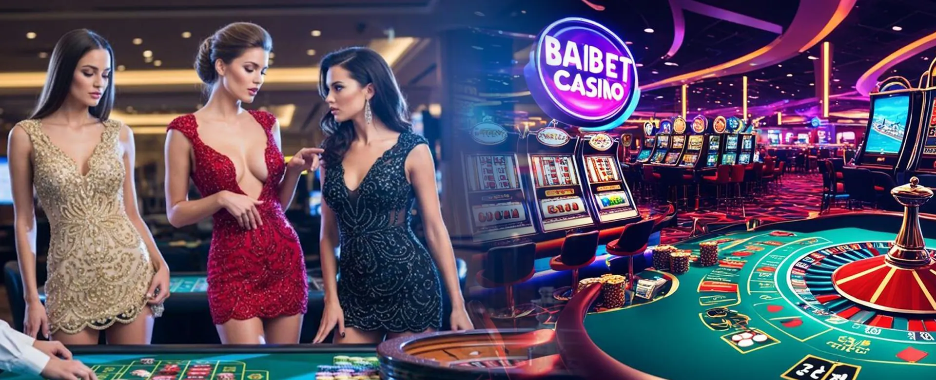 Dynamic background of a vibrant online casino with glowing lights and game elements